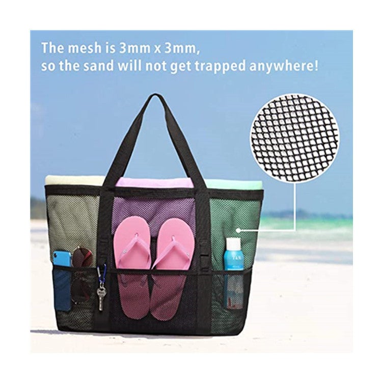 Customized Beach Bag Large Capacity Mesh Multi-Function Beach Bag Travel One-Shoulder Swimsuit Portable Multi-Pocket Storage Bag - Image 4